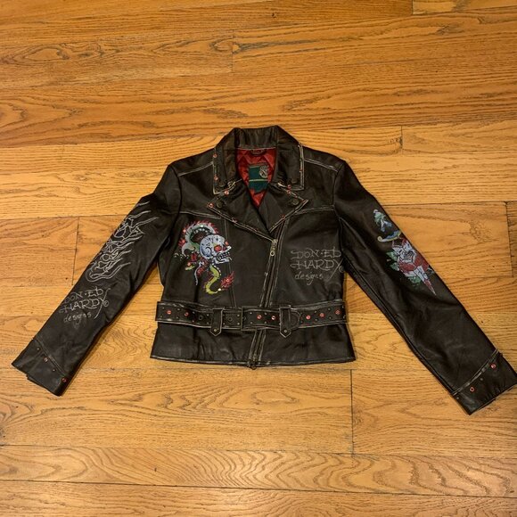 Ed Hardy Jackets & Blazers - Vintage Ed Hardy Leather Jacket - Black